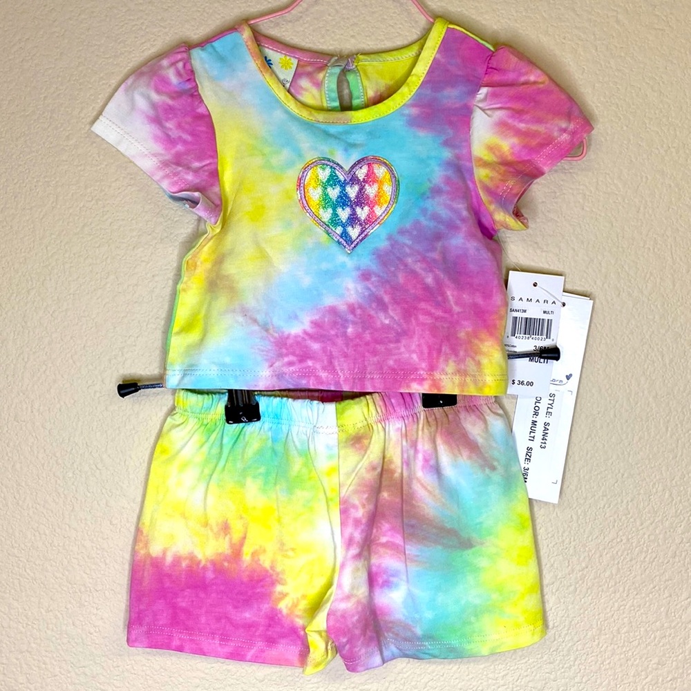 Samara Baby Girls 2-Pc. Tie-Dye T-Shirt & Shorts Set NWT